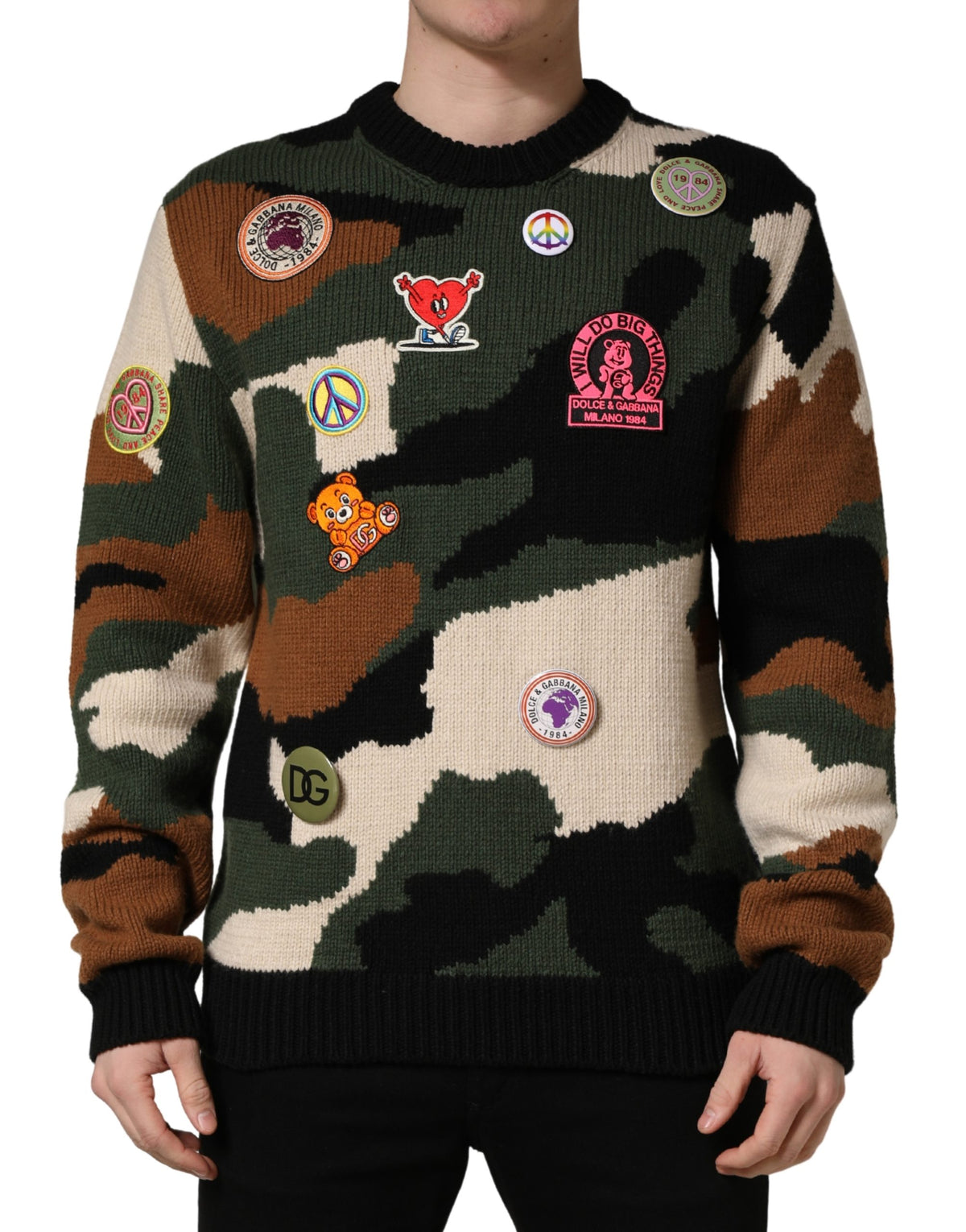 Pull Dolce & Gabbana multicolore en intarsia de camouflage