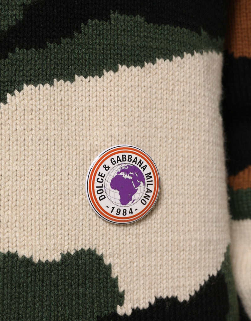 Dolce & Gabbana Meerkleurige Intarsia-Gebreide Camouflage Pullover