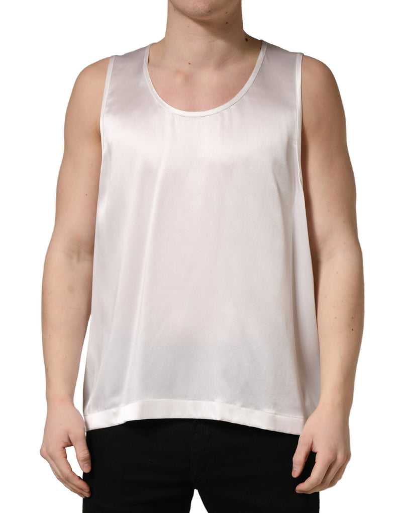 Dolce & Gabbana Wit Satijn Polyester Mouwloze Tanktop