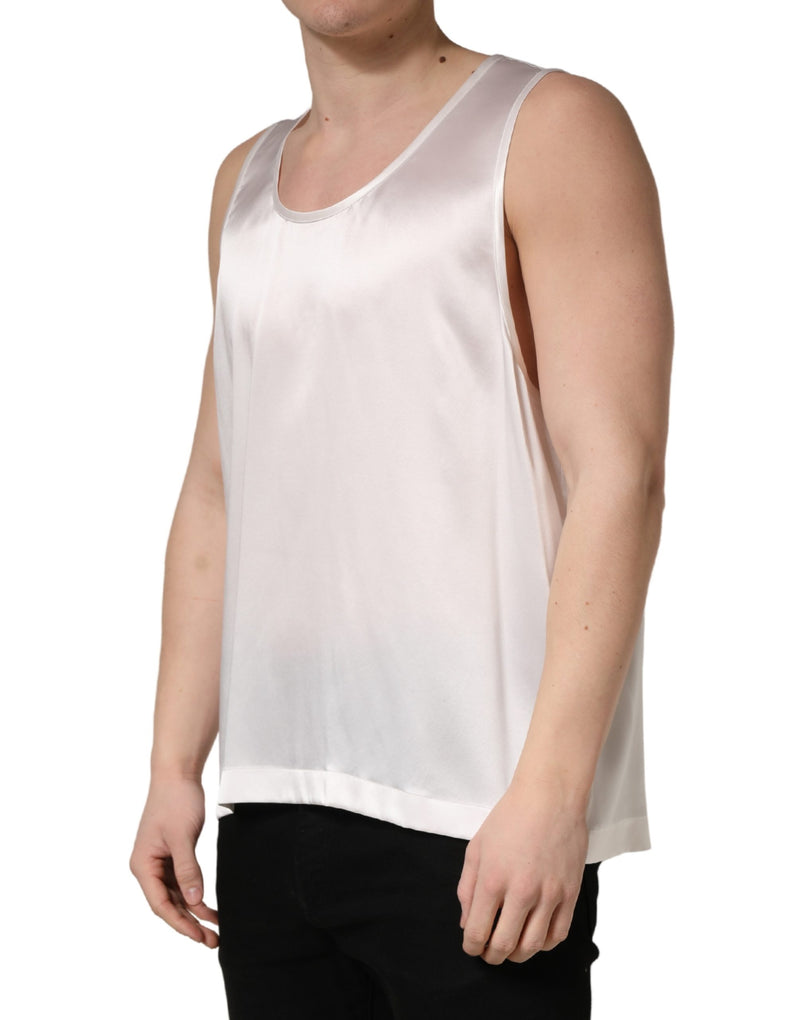 Dolce & Gabbana Wit Satijn Polyester Mouwloze Tanktop