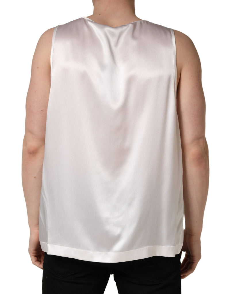 Dolce & Gabbana Wit Satijn Polyester Mouwloze Tanktop