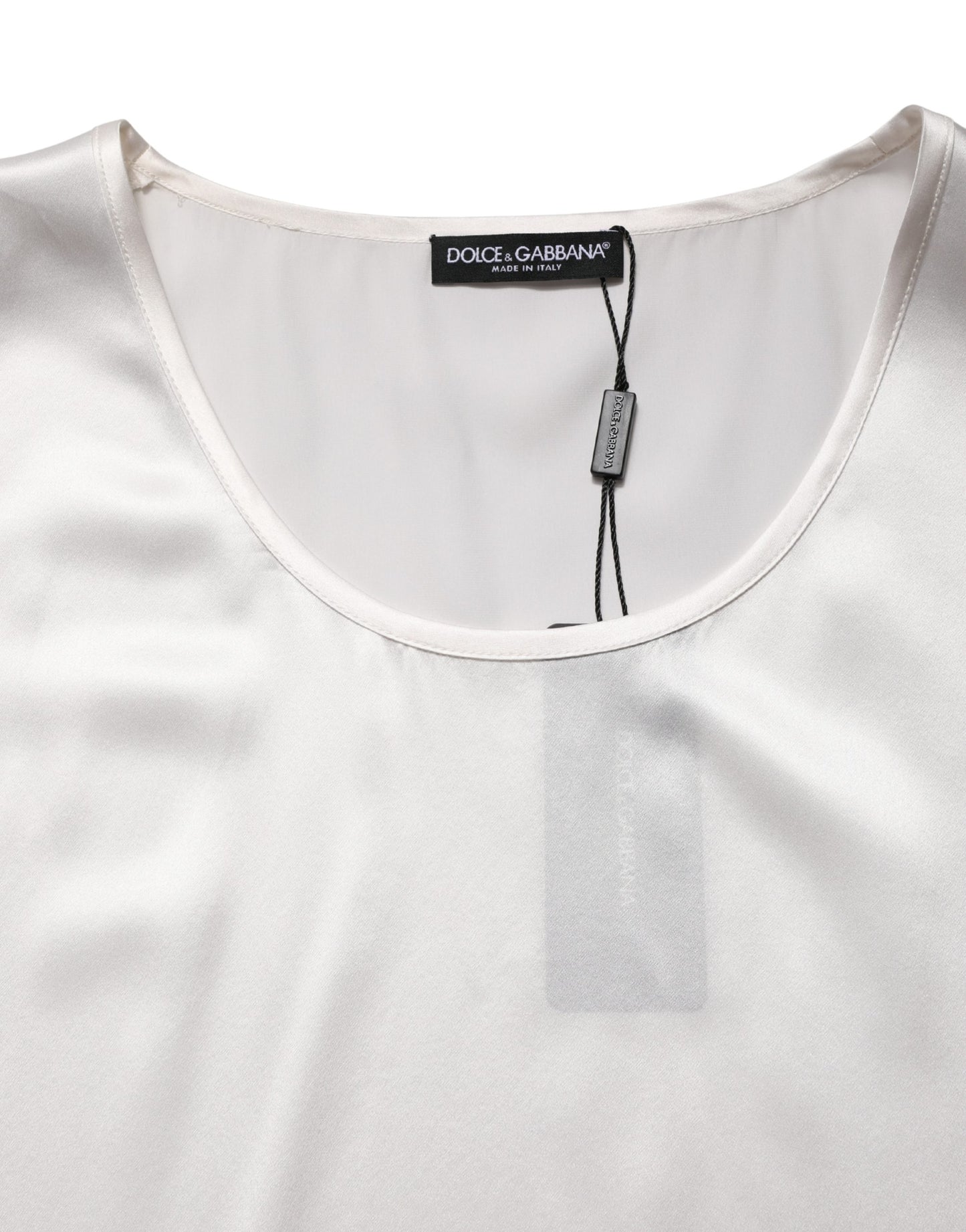 Débardeur Dolce & Gabbana blanc en satin et polyester sans manches