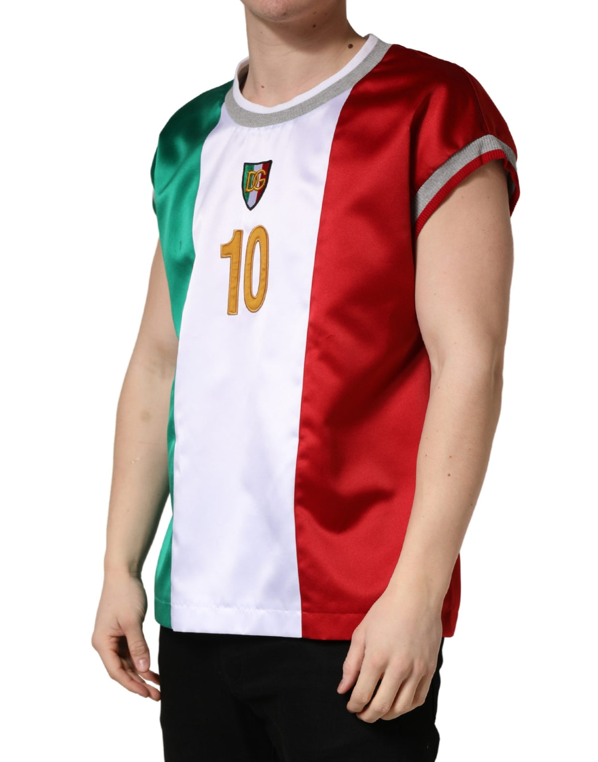 Débardeur en satin Dolce & Gabbana multicolore avec logo DG Italia