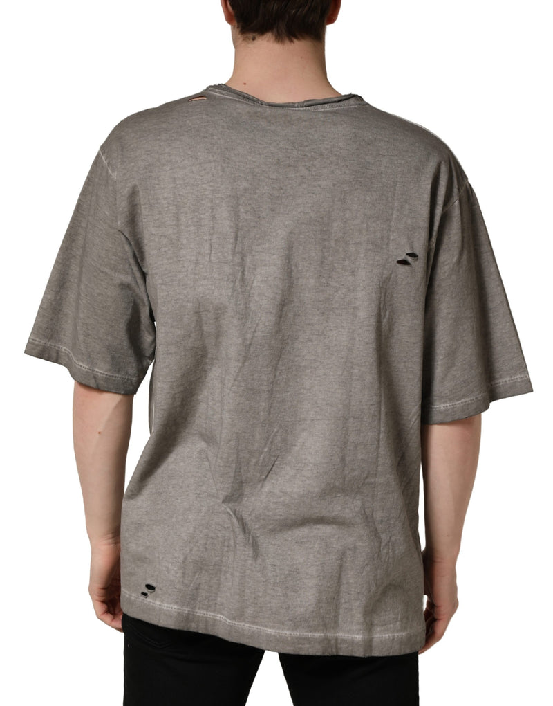 Dolce & Gabbana Grijs DG Logo Print Katoenen Rond Halsshirt