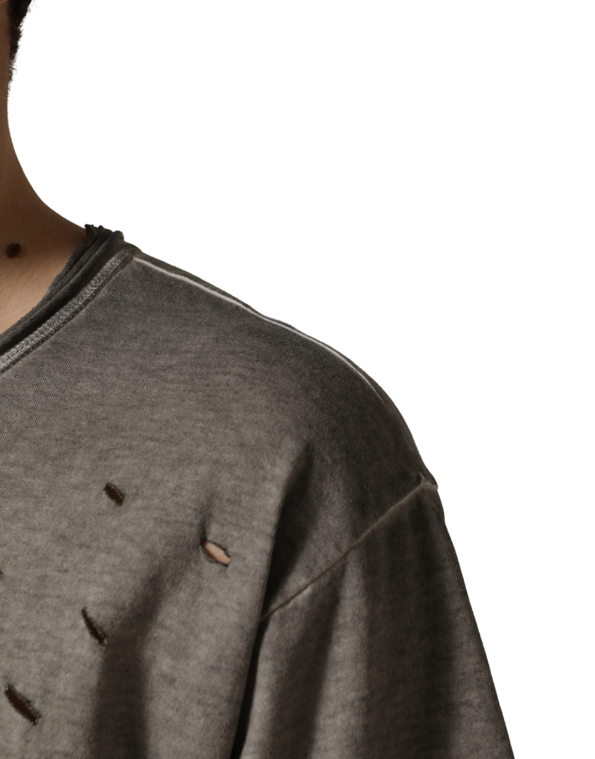 T-shirt col rond en coton gris Dolce & Gabbana avec logo DG imprimé