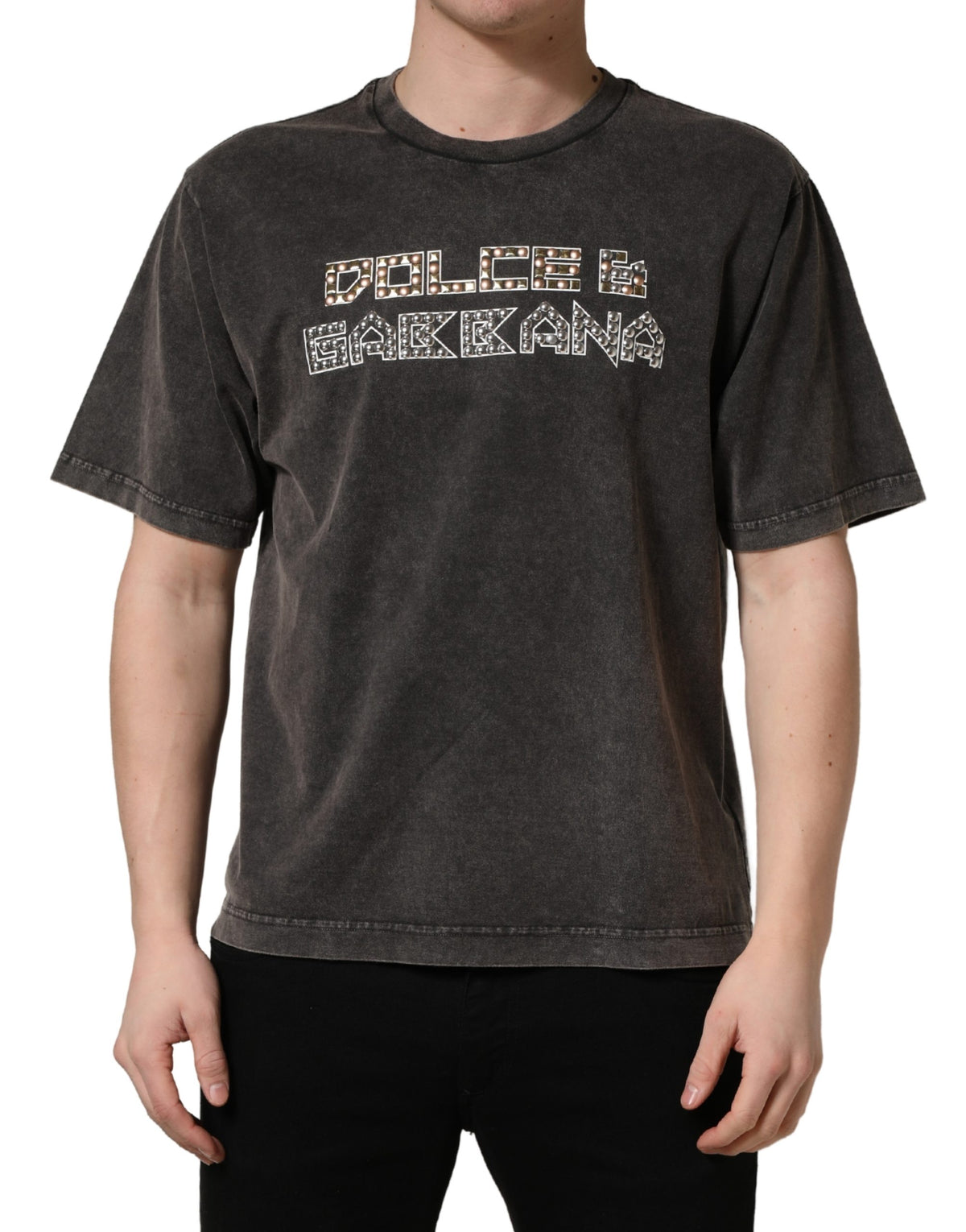 T-shirt col rond homme Dolce & Gabbana gris orné du logo