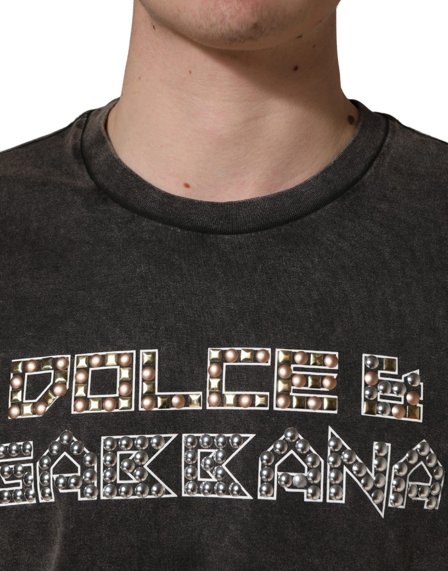 T-shirt col rond homme Dolce & Gabbana gris orné du logo