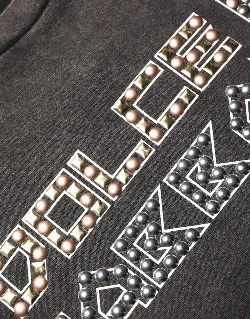 Dolce & Gabbana Grijs Logo Versierd Heren T-shirt met Ronde Hals
