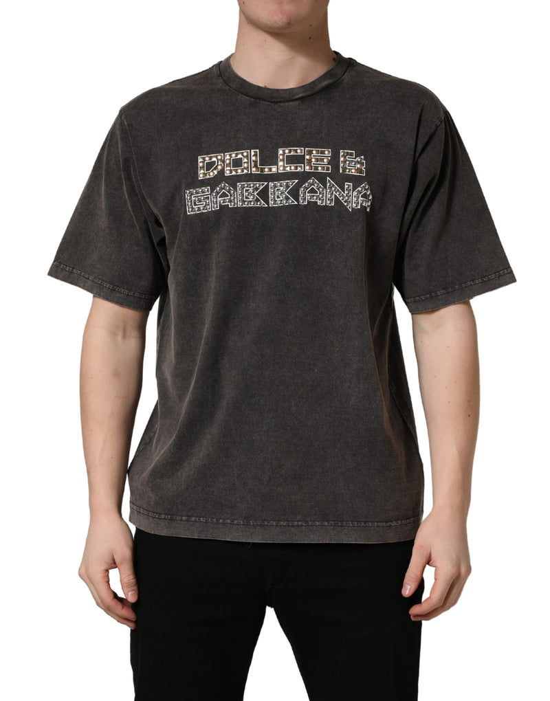 Dolce & Gabbana Grijs T-shirt met Ronde Hals voor Heren met Logo-versiering