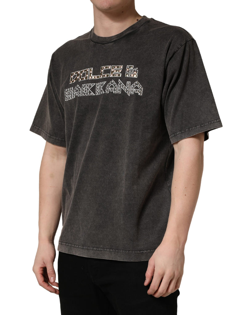 Dolce & Gabbana Grijs T-shirt met Ronde Hals voor Heren met Logo-versiering