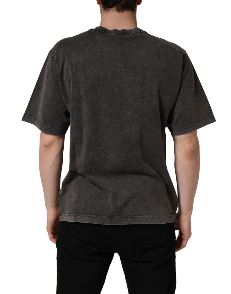 Dolce & Gabbana Grijs T-shirt met Ronde Hals voor Heren met Logo-versiering