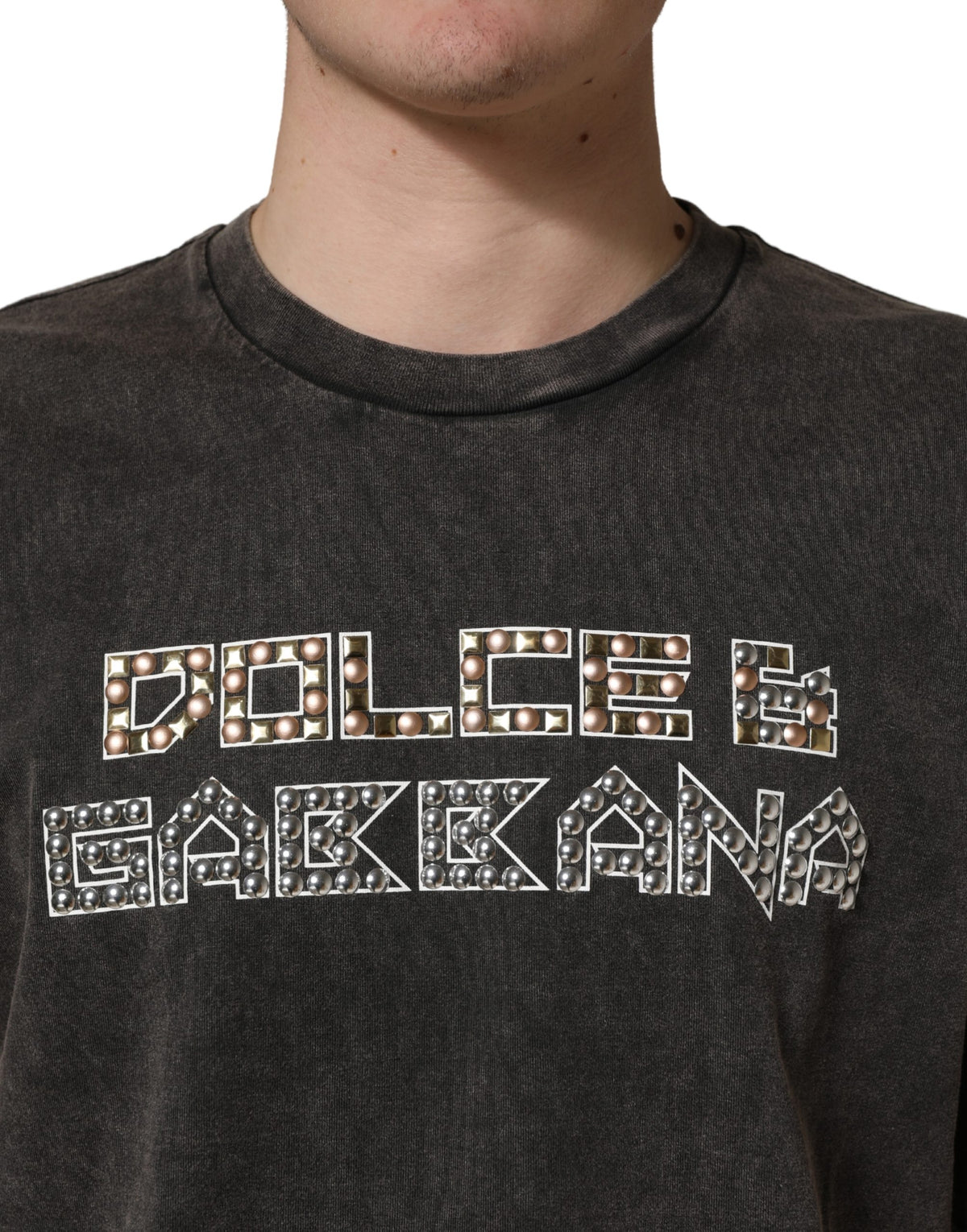 T-shirt col rond homme Dolce & Gabbana gris orné du logo