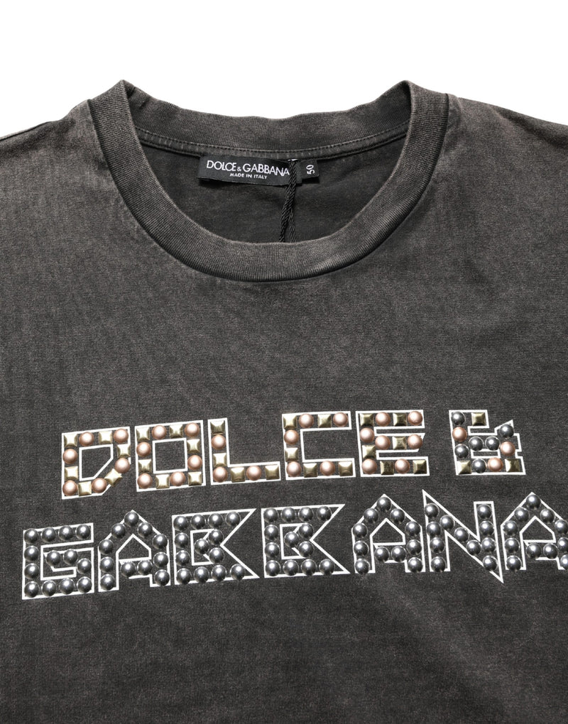 Dolce & Gabbana Grijs T-shirt met Ronde Hals voor Heren met Logo-versiering