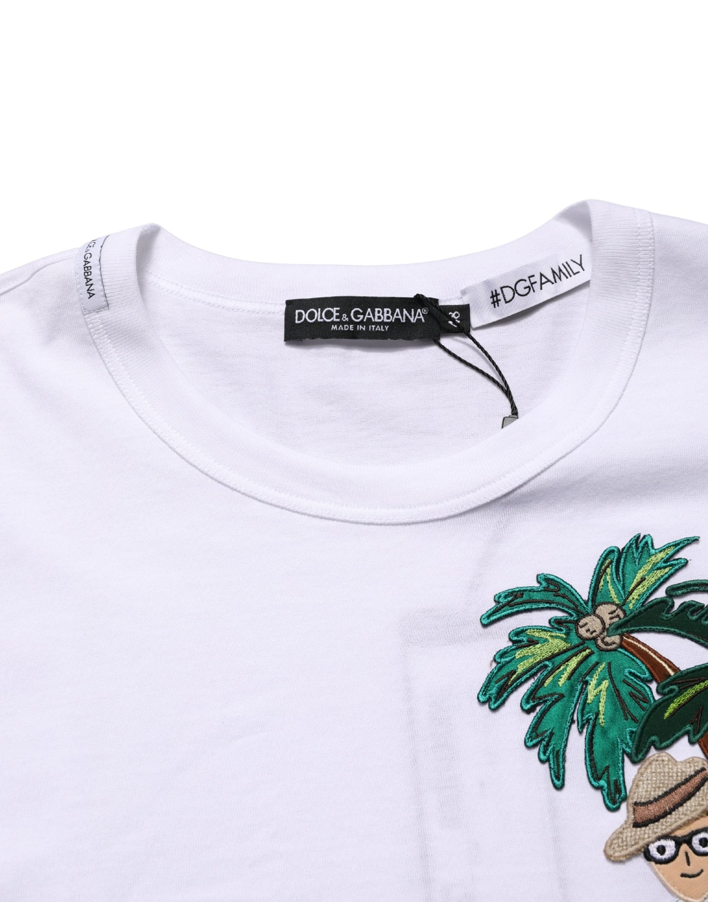 T-shirt col rond homme Dolce & Gabbana blanc brodé palmier
