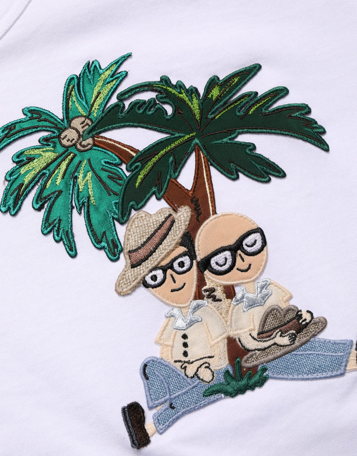T-shirt col rond homme Dolce & Gabbana blanc brodé palmier