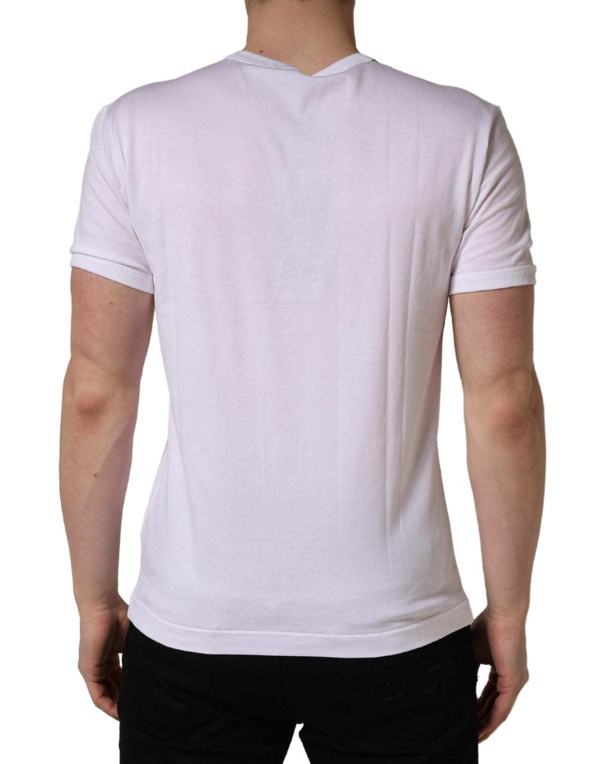T-shirt col rond homme Dolce & Gabbana blanc brodé palmier