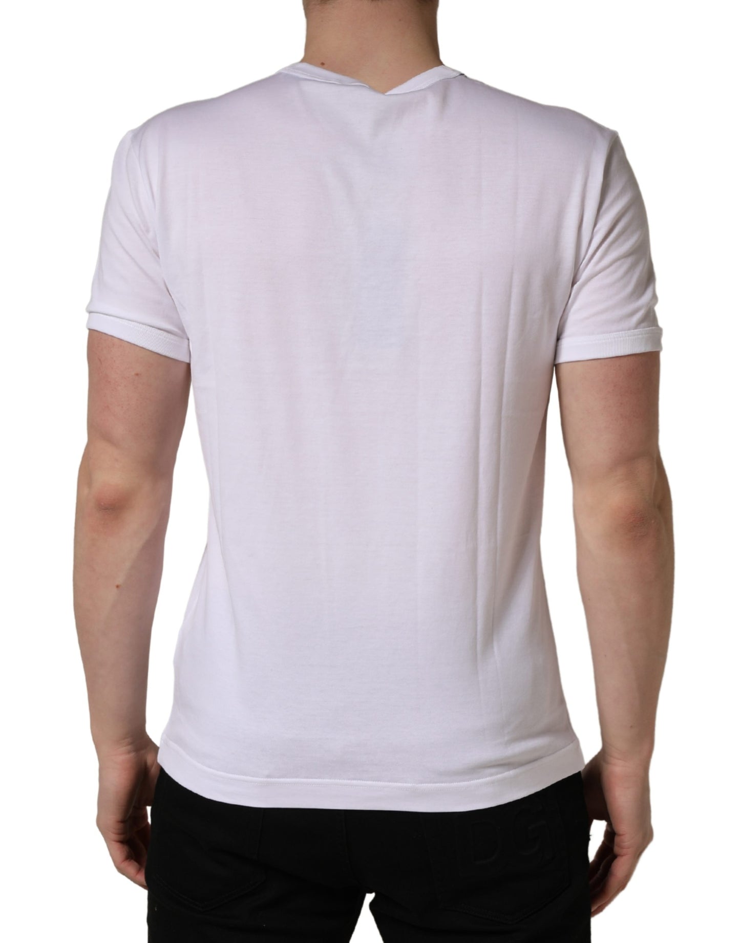 T-shirt col rond homme Dolce & Gabbana blanc brodé palmier