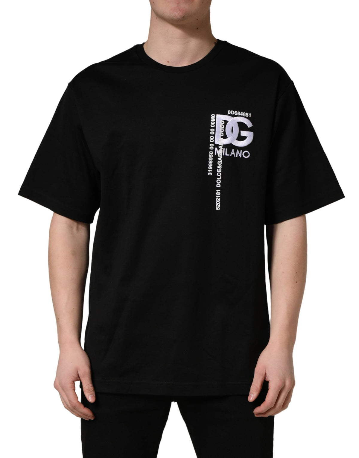 T-shirt col rond homme noir brodé du logo Dolce & Gabbana