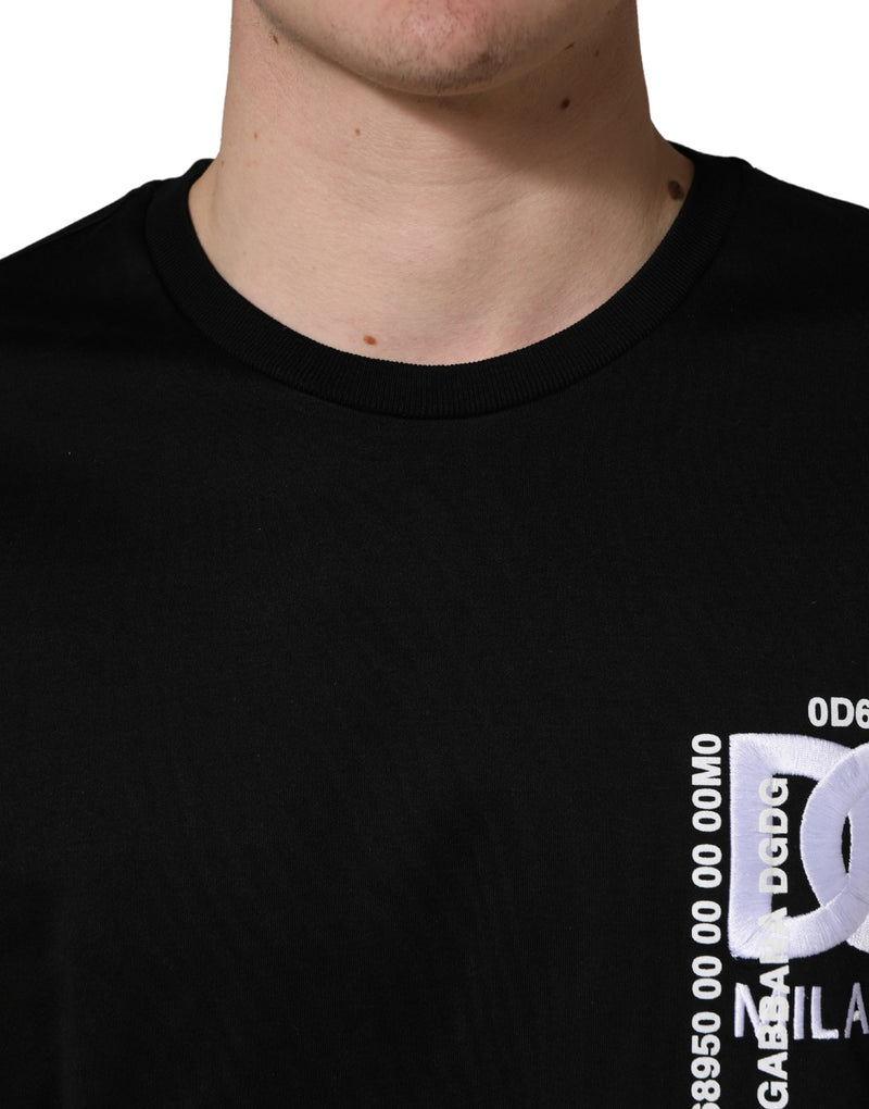 T-shirt col rond homme noir brodé du logo Dolce & Gabbana