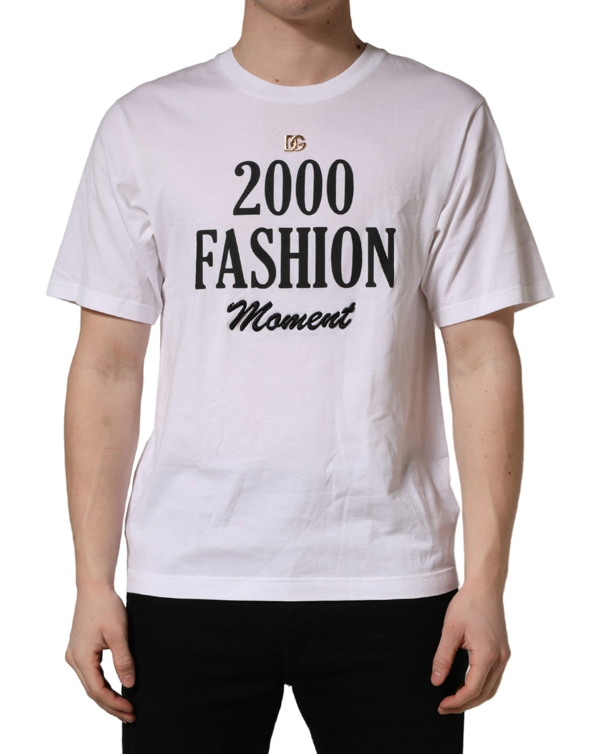 T-shirt Dolce & Gabbana blanc à col rond et motif graphique DG pour homme