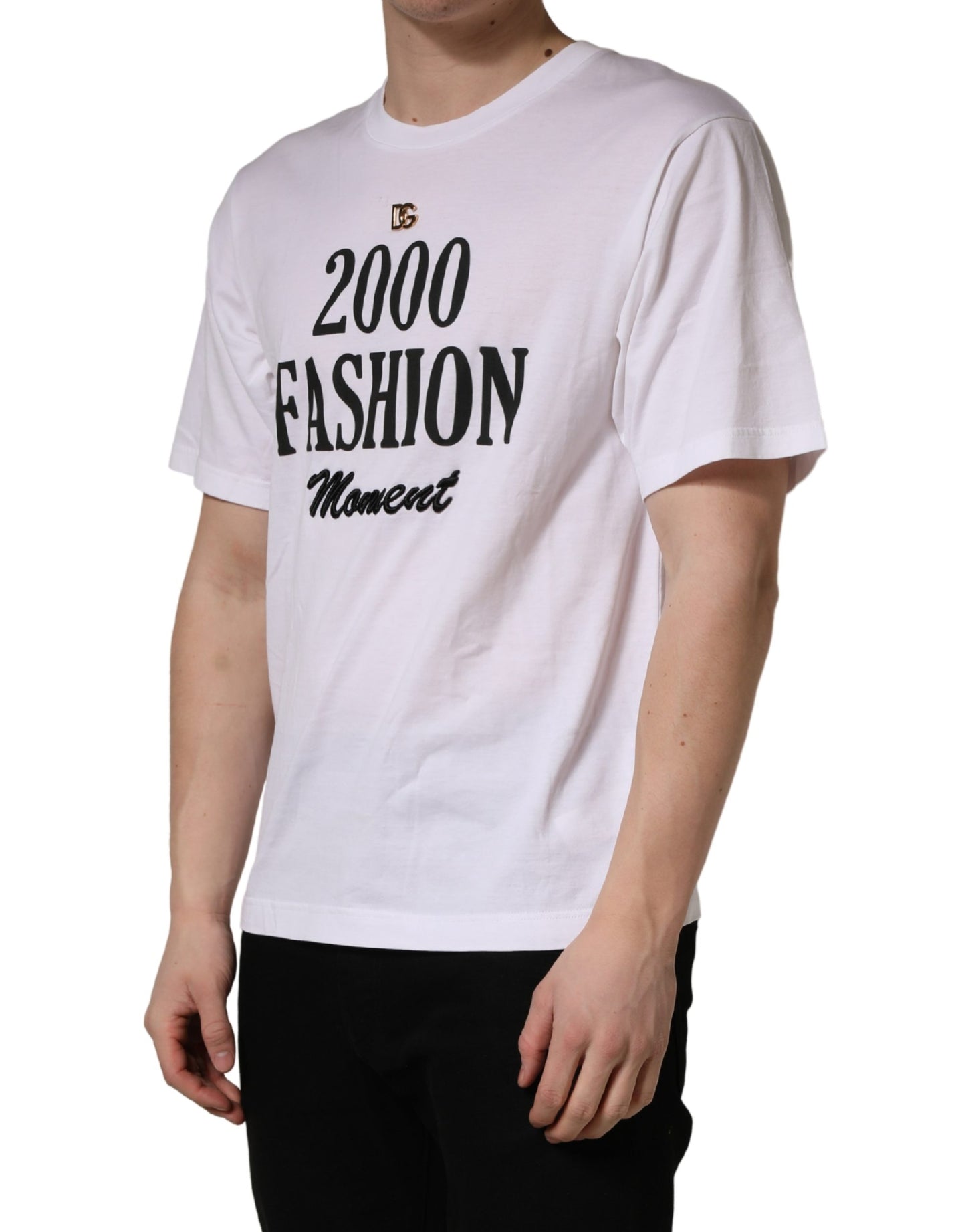 T-shirt Dolce & Gabbana blanc à col rond et motif graphique DG pour homme