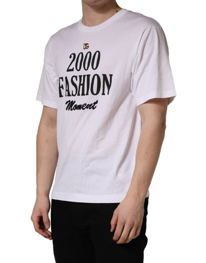 T-shirt Dolce & Gabbana blanc à col rond et motif graphique DG pour homme