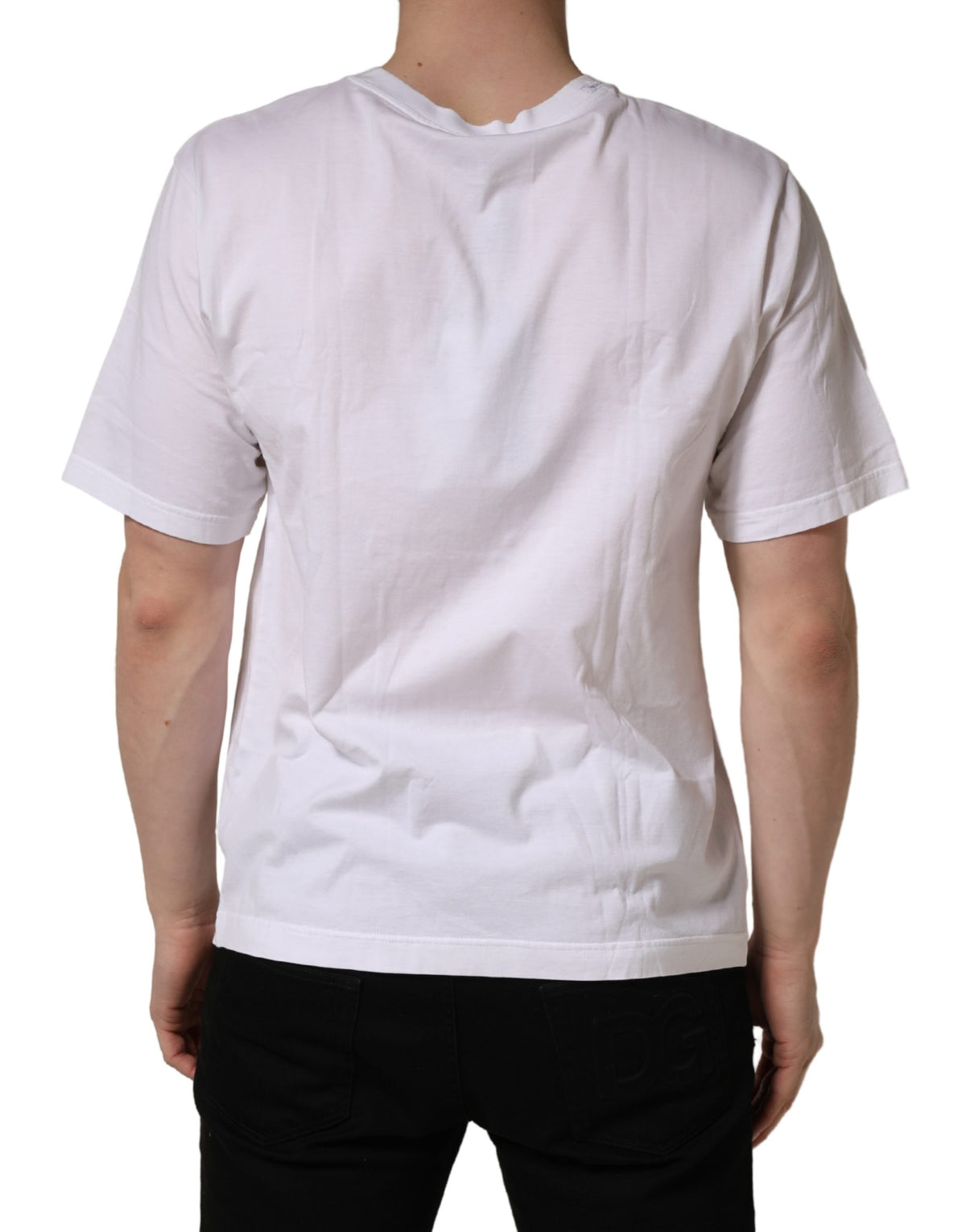 T-shirt Dolce & Gabbana blanc à col rond et motif graphique DG pour homme