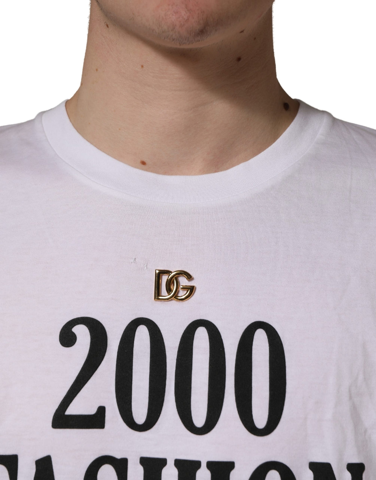 T-shirt Dolce & Gabbana blanc à col rond et motif graphique DG pour homme