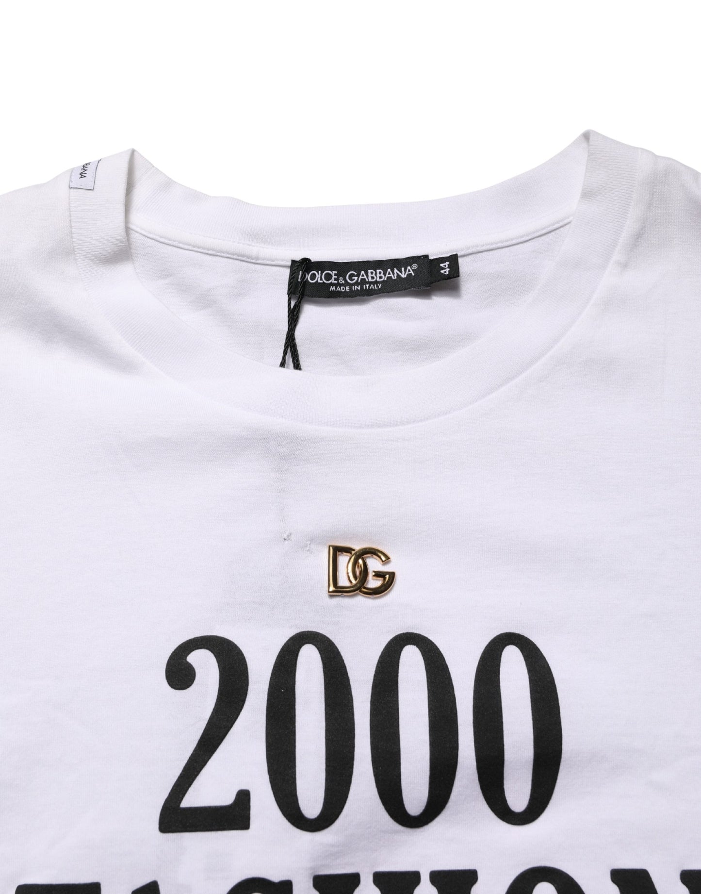 T-shirt Dolce & Gabbana blanc à col rond et motif graphique DG pour homme