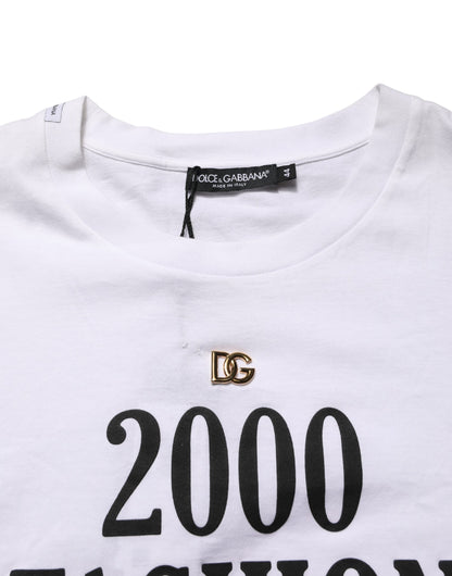 T-shirt Dolce & Gabbana blanc à col rond et motif graphique DG pour homme