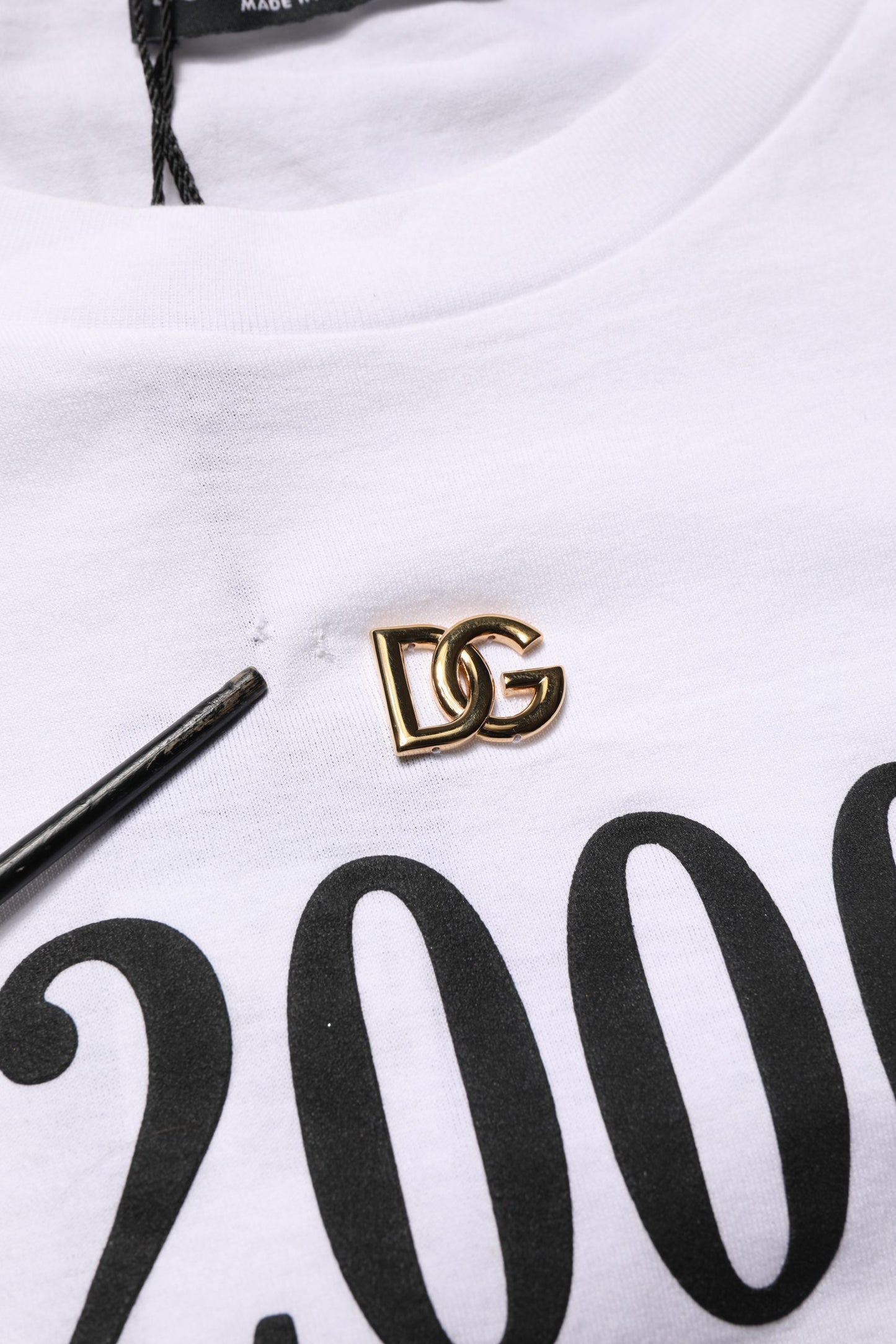 T-shirt Dolce & Gabbana blanc à col rond et motif graphique DG pour homme