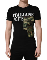 T-shirt Homme Dolce & Gabbana Noir "Italians Do It Better" Camouflage Poche