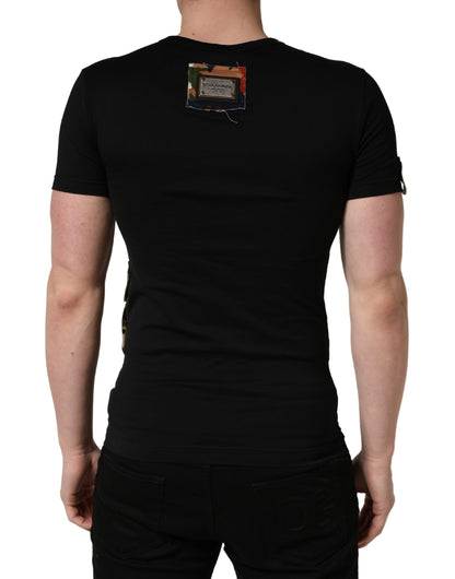 T-shirt Homme Dolce & Gabbana Noir "Italians Do It Better" Camouflage Poche