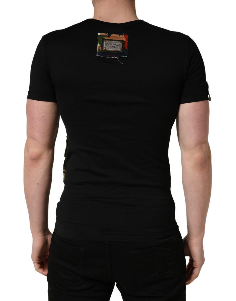 T-shirt Homme Dolce & Gabbana Noir "Italians Do It Better" Camouflage Poche