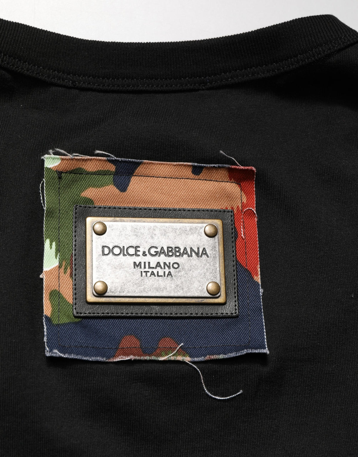 T-shirt Homme Dolce & Gabbana Noir "Italians Do It Better" Camouflage Poche
