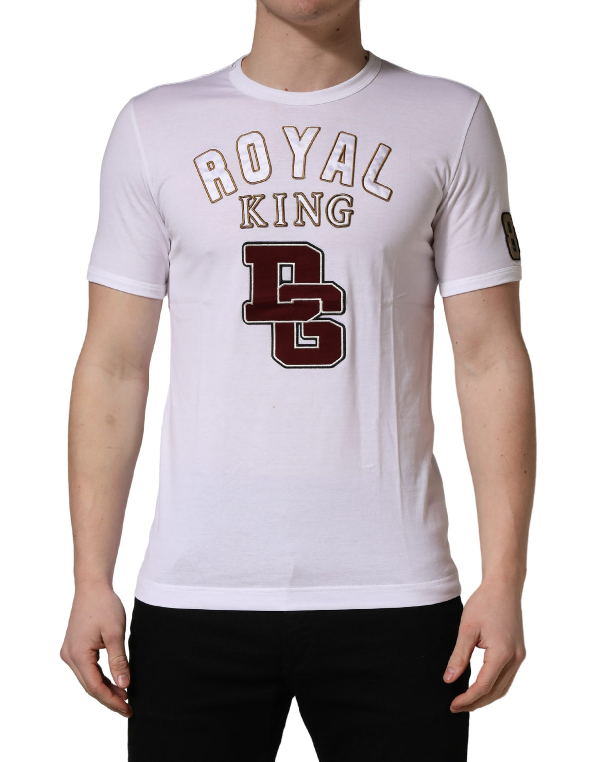 T-shirt col rond Dolce & Gabbana en coton blanc DG King Royal