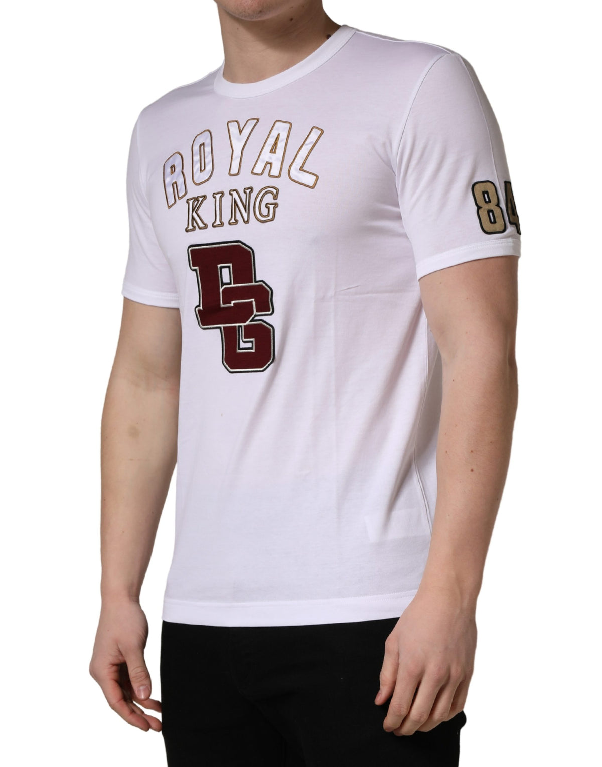 T-shirt col rond Dolce & Gabbana en coton blanc DG King Royal