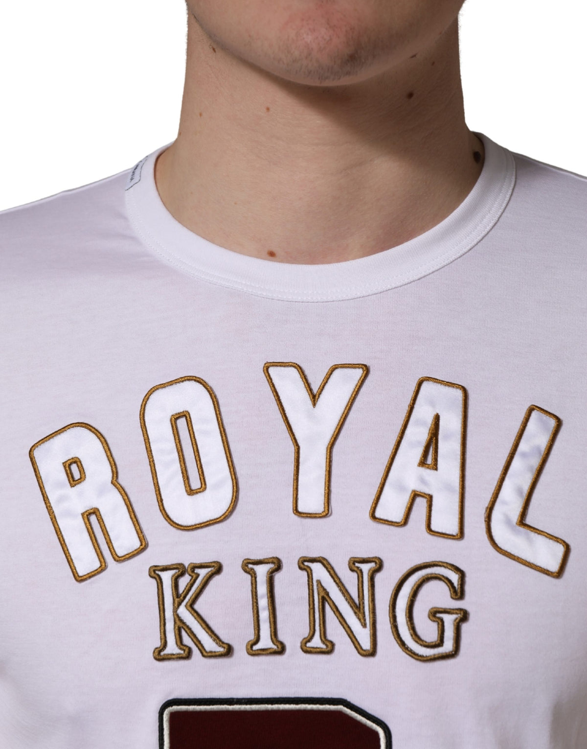 T-shirt col rond Dolce & Gabbana en coton blanc DG King Royal