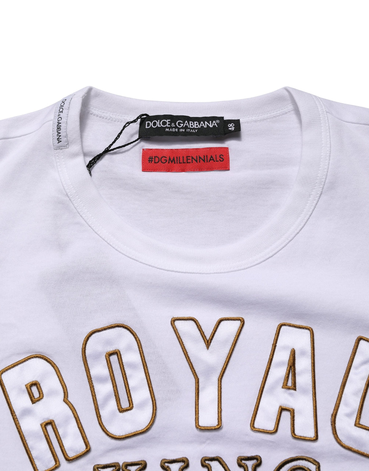 T-shirt col rond Dolce & Gabbana en coton blanc DG King Royal