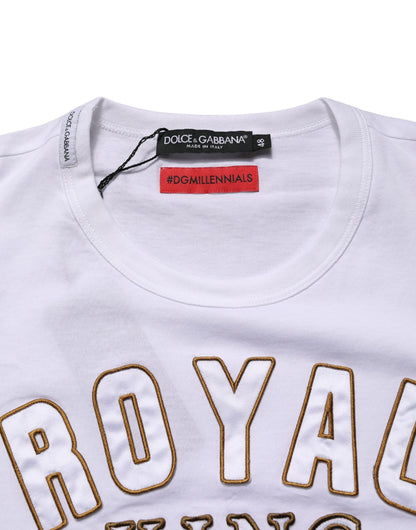 T-shirt col rond Dolce & Gabbana en coton blanc DG King Royal