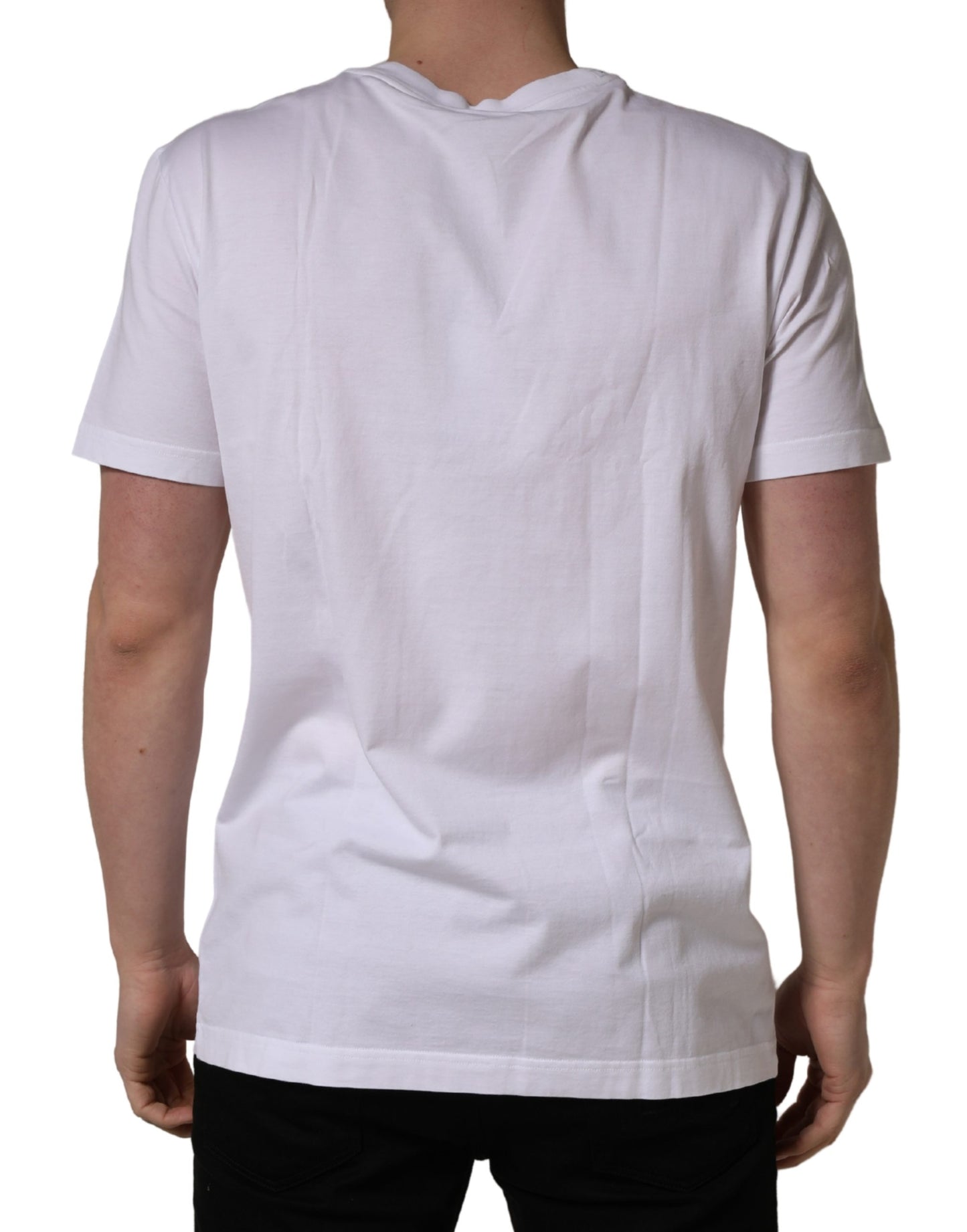 T-shirt col rond en coton blanc à imprimé code-barres Dolce & Gabbana