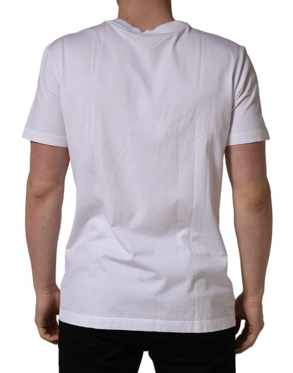T-shirt col rond en coton blanc à imprimé code-barres Dolce & Gabbana