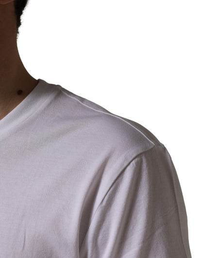 T-shirt col rond en coton blanc à imprimé code-barres Dolce & Gabbana