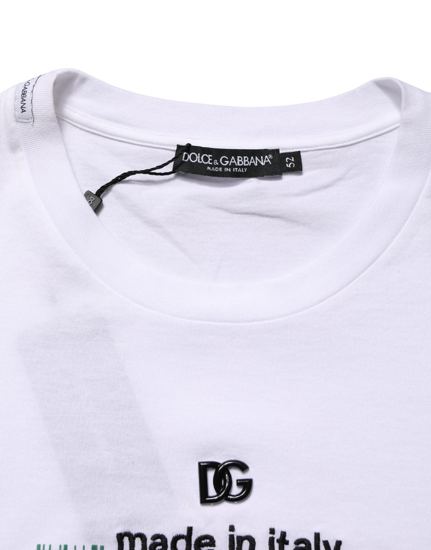 T-shirt col rond en coton blanc à imprimé code-barres Dolce & Gabbana