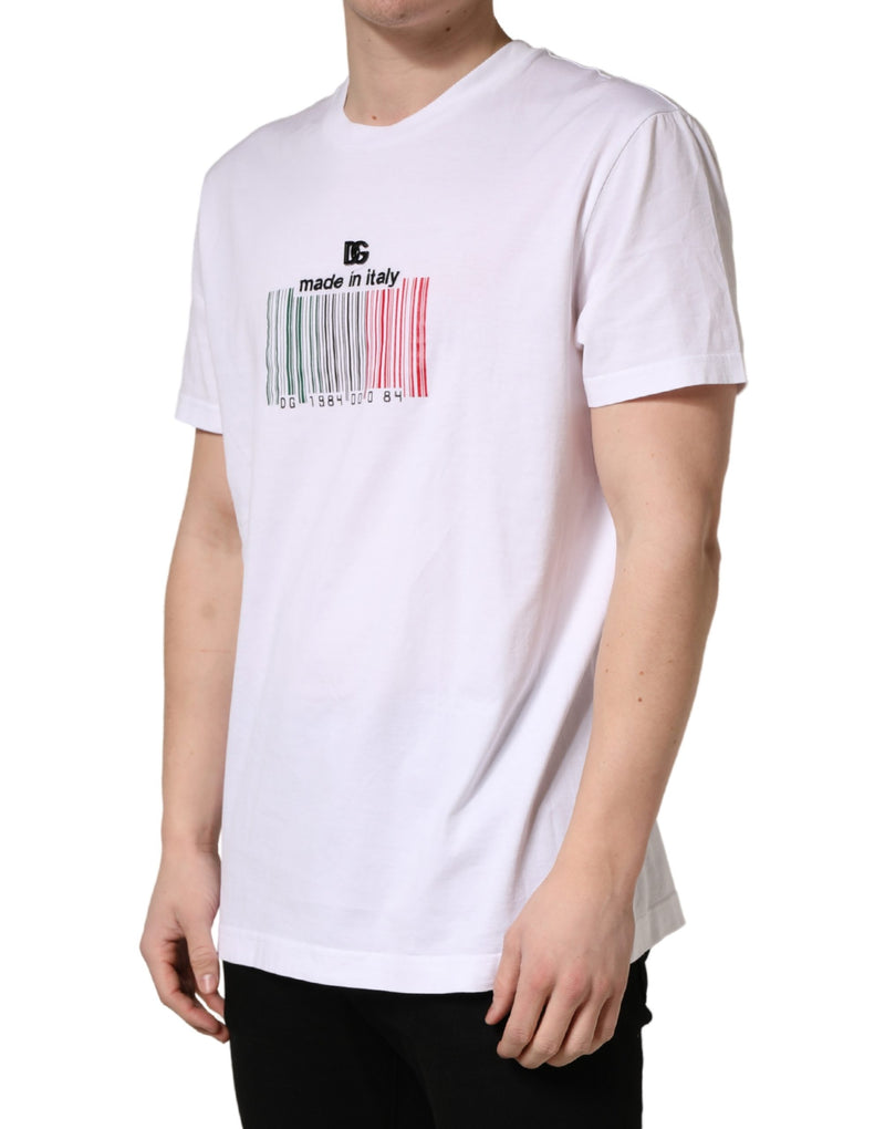 T-shirt col rond en coton blanc Barcode Dolce & Gabbana pour homme
