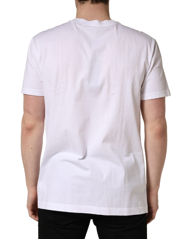 T-shirt col rond en coton blanc Barcode Dolce & Gabbana pour homme