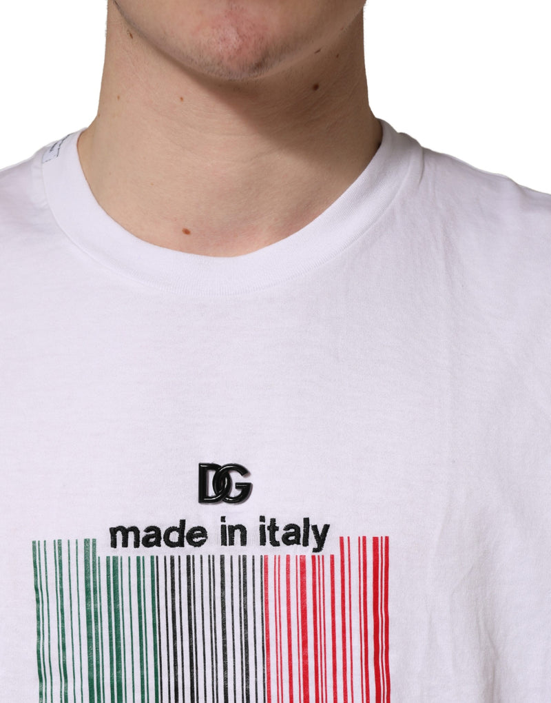 T-shirt col rond en coton blanc Barcode Dolce & Gabbana pour homme