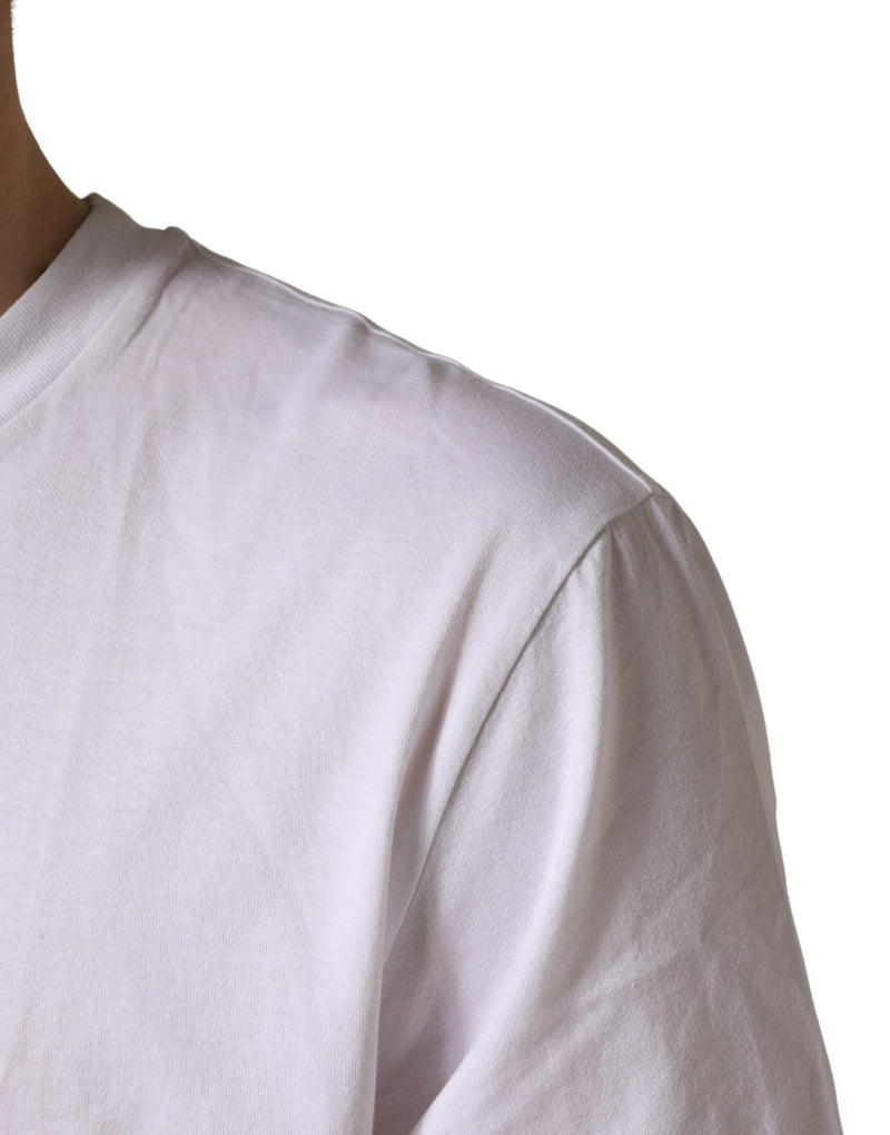 T-shirt col rond en coton blanc Barcode Dolce & Gabbana pour homme