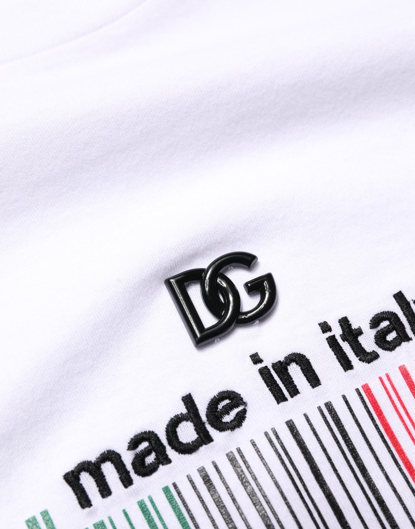 T-shirt col rond en coton blanc Barcode Dolce & Gabbana pour homme