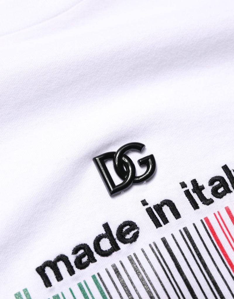 T-shirt col rond en coton blanc Barcode Dolce & Gabbana pour homme